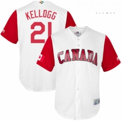 Mens Canada Baseball Majestic 21 Ryan Kellogg White 2017 World Baseball Classic Replica Team Jersey