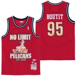 Men B&R Remix Jersey Pelicans 95 Boutit Red Throwback Jersey