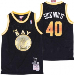 Men B&R Remix Jersey Warriors 40 Sick Wid It Black Throwback Jersey