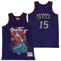 Men Raptors 15 Vince Carter Skull Edition Purple Throwback Jersey