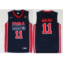 1992 Olympics Team USA 11 Karl Malone Navy Blue Swingman Jersey