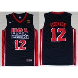 1992 Olympics Team USA 12 John Stockton Navy Blue Swingman Jersey 