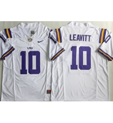 Men LSU Tigers  10 Sam Leavitt White 2026 F U S E  Stitched Jersey