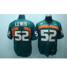 Hurricanes #52 Ray Lewis Green Stitched NCAA Jerseys