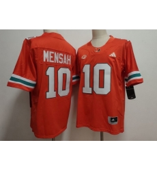 Men Miami Hurricanes 10 Darian Mensah Orange Stitched Football Jersey Men Miami Hurricanes 10 Darian Mensah Orange Stitched Football Jersey