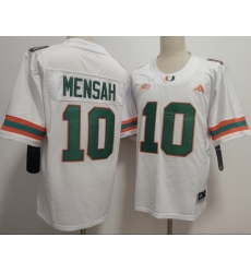 Men Miami Hurricanes  10 Darian Mensah White Stitched Football Jersey