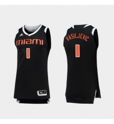 Men Miami Hurricanes Dejan Vasiljevic Black White Chase College Basketball Jersey