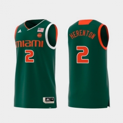 Men Miami Hurricanes Willie Herenton Green Replica College Basketball Jersey