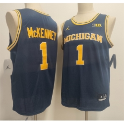 Men Michigan Wolverines  1 Trey McKenney Navy 2026 Vapor Limited Stitched Football Jersey