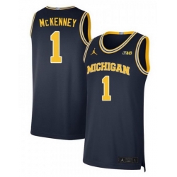 Men Michigan Wolverines  1 Trey McKenney Navy Stitched Basketball Jersey