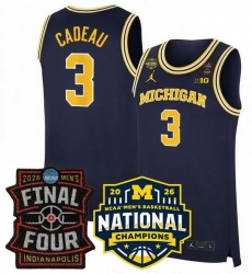 Men Michigan Wolverines 3 Elliot Cadeau Navy 2025 26 Final Four National Champions Patch Stitched Basketball Jersey Men Michigan Wolverines 3 Elliot Cadeau Navy 2025 26 Final Four National Champions Patch Stitched Basketball Jersey