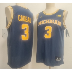 Men Michigan Wolverines  3 Elliot Cadeau Navy 2026 Vapor Limited Stitched Football Jersey