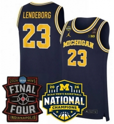 Men Michigan Wolverines Yaxel Lendeborg Navy 2025 26 Final Four National Champions Patch Stitched Basketball Jersey Men Michigan Wolverines Yaxel Lendeborg Navy 2025 26 Final Four National Champions Patch Stitched Basketball Jersey