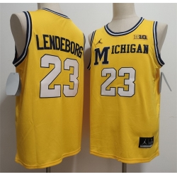 Men Michigan Wolverines  Yaxel Lendeborg Yellow 2026 Vapor Limited Stitched Football