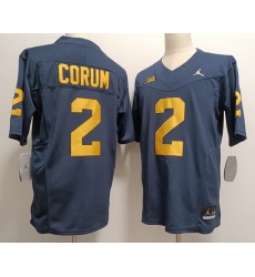 Men Women Youth Michigan Wolverines Blake Corum #2 Navy High School F U S E Stitched Diamond Jersey