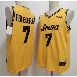 Men Iowa Hawkeyes  7 Alvaro Folgueiras Yellow Stitched Jersey
