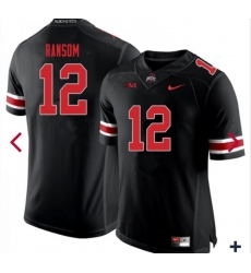 Ｍen Ohio State Buckeyes #12 Lathan Ransom Blackout COllege Football Jersey