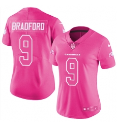 Nike Cardinals #9 Sam Bradford Pink Womens Stitched NFL Limited Rush Fashion Jersey