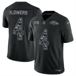 Men Baltimore Ravens  4 Zay Flowers Black F U S E  2026 Salute to Service Limited Stitched Football Jersey