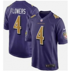 Men Baltimore Ravens 4 Zay Flowers Purple Rush Limited Stitched Football Jersey