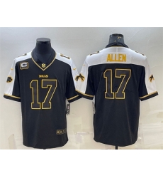 Men Buffalo Bills 17 Josh Allen Black Gold With C Patch Thanksgiving Vapor Untouchable Limited Stitched Jersey