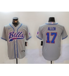 Men Buffalo Bills 17 Josh Allen Grey Team Cool Base Stitched Baseball Jersey 1