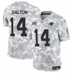 Men Carolina Panthers 14 Andy Dalton 2024 F U S E Arctic Camo Salute To Service Limited Stitched Football Jersey