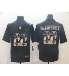 Panthers 22 Christian McCaffrey Black Statue Of Liberty Limited Jersey