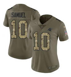 Nike Panthers #10 Curtis Samuel Olive Camo Womens Stitched NFL Limited 2017 Salute to Service Jersey