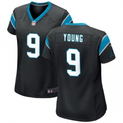 Women Carolina Panthers 9 Bryce Young Black 2023 Draft Stitched Game Jersey