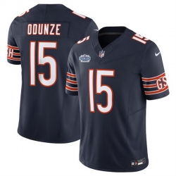 Men Chicago Bears 15 Rome Odunze Navy 2024 With Draft Patch F U S E  Vapor Stitched Football Jersey