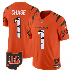 Men Cincinnati Bengals 1 Ja Marr Chase Orange F U S E  Special Vapor Untouchable Limited Stitched Football Jersey