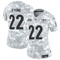 Women Cincinnati Bengals 22 Geno Stone 2024 F U S E Arctic Camo Salute To Service Limited Stitched Football Jersey