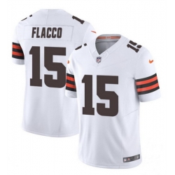 Men Cleveland Browns 15 Joe Flacco White 2023 F U S E  Vapor Limited Stitched Football Jersey