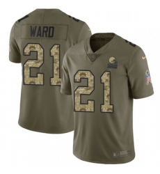 Mens Nike Cleveland Browns 21 Denzel Ward Limited Olive Camo 2017 Salute to Service NFL Jersey