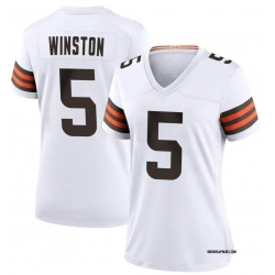 Women Cleveland Browns 5 Jameis Winston White Vapor Limited Stitched Football Jersey