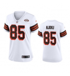 Women Cleveland Browns 85 David Njoku Nike 1946 Collection Alternate Game Limited NFL Jersey   White