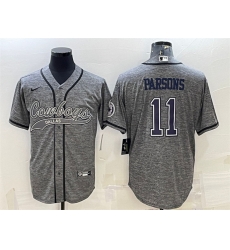 Men Dallas Cowboys 11 Micah Parsons Grey With Patch Cool Base Stitched Baseball JerseyS