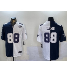 Men Dallas Cowboys 88 CeeDee Lamb Navy And White Split Stitched Jersey 1