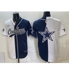 Men Dallas Cowboys Team Big Logo White Navy Split Stitched Jersey 002 Men Dallas Cowboys Team Big Logo White Navy Split Stitched Jersey 002