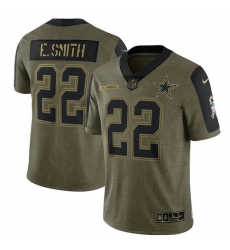 Men's Dallas Cowboys Emmitt Smith Nike Olive 2021 Salute To Service Retired Player Limited Jersey