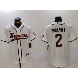 Men Denver Broncos 2 Pat Surtain II White Cool Base Stitched Baseball Jersey