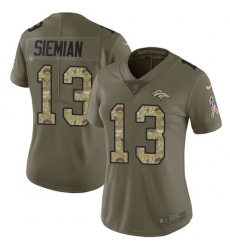 Nike Broncos #13 Trevor Siemian Olive Camo Womens Stitched NFL Limited 2017 Salute to Service Jersey