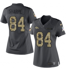 Nike Broncos #84 Shannon Sharpe Black Womens Stitched NFL Limited 2016 Salute to Service Jersey