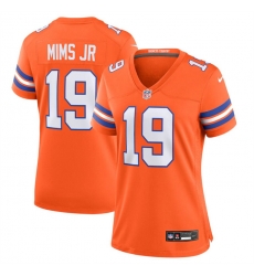 Women Denver Broncos 19 Marvin Mims Jr Orange Mile High Collection 1977 Throwback Stitched Jersey