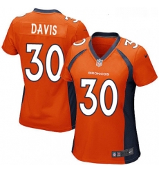 Womens Nike Denver Broncos 30 Terrell Davis Game Orange Team Color NFL Jersey