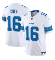 Men Detroit Lions 16 Jared Goff White 2024 F U S E  Vapor Limited Stitched Jersey