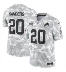 Men Detroit Lions 20 Barry Sanders 2024 Arctic Camo Salute To Service Limited Stitched Football Jersey