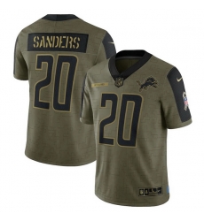 Men's Detroit Lions Barry Sanders Nike Olive 2021 Salute To Service Retired Player Limited Jersey