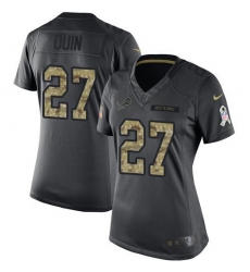 Nike Lions #27 Glover Quin Black Womens Stitched NFL Limited 2016 Salute to Service Jersey